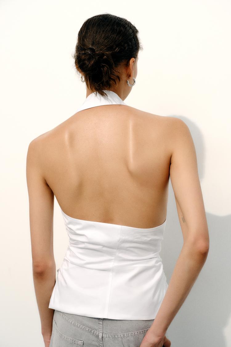 Gabardine Top with Halter Neck