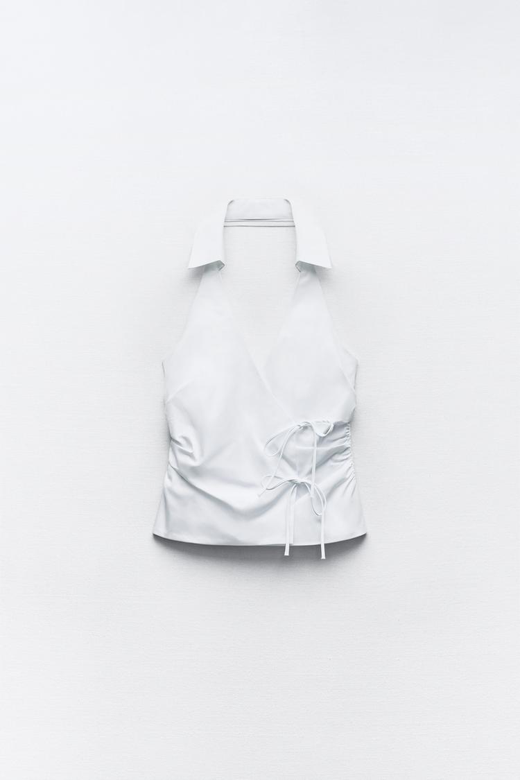 Gabardine Top with Halter Neck
