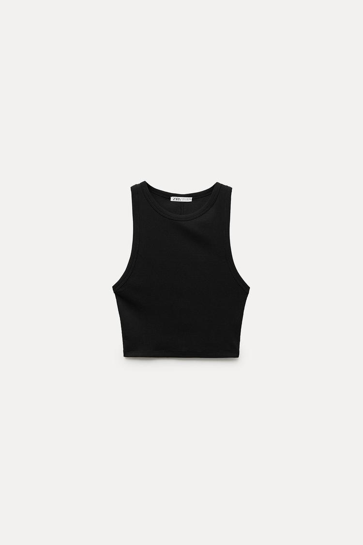 Ribbed Cropped Halter Top