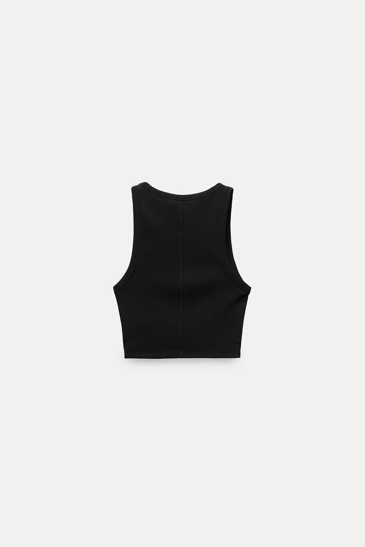 Ribbed Cropped Halter Top