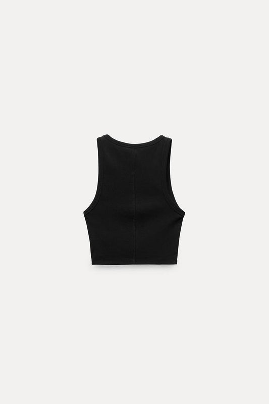 Ribbed Cropped Halter Top
