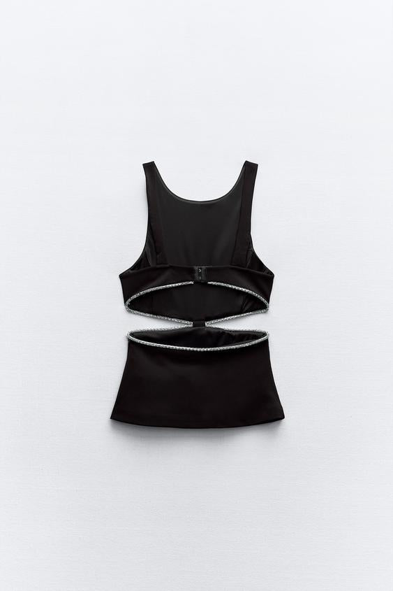 Top with Decorative Cutouts and Rhinestones