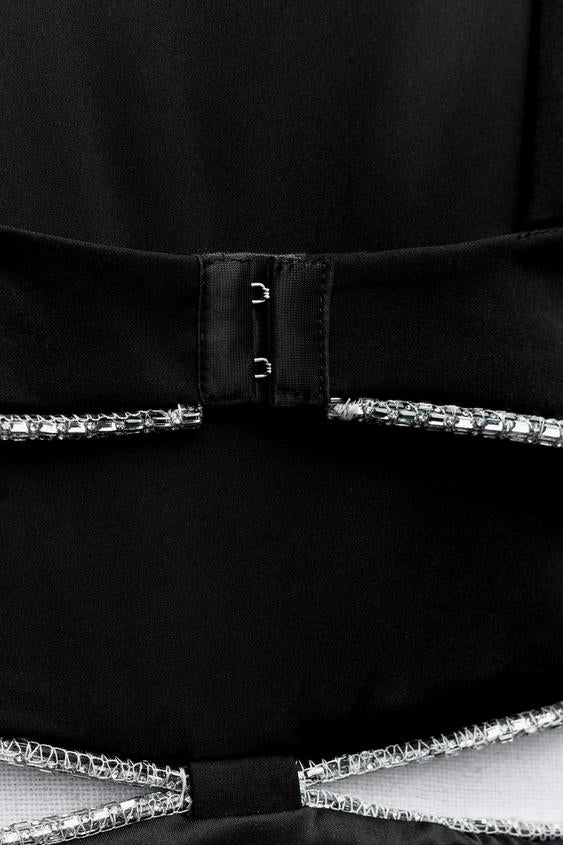 Top with Decorative Cutouts and Rhinestones