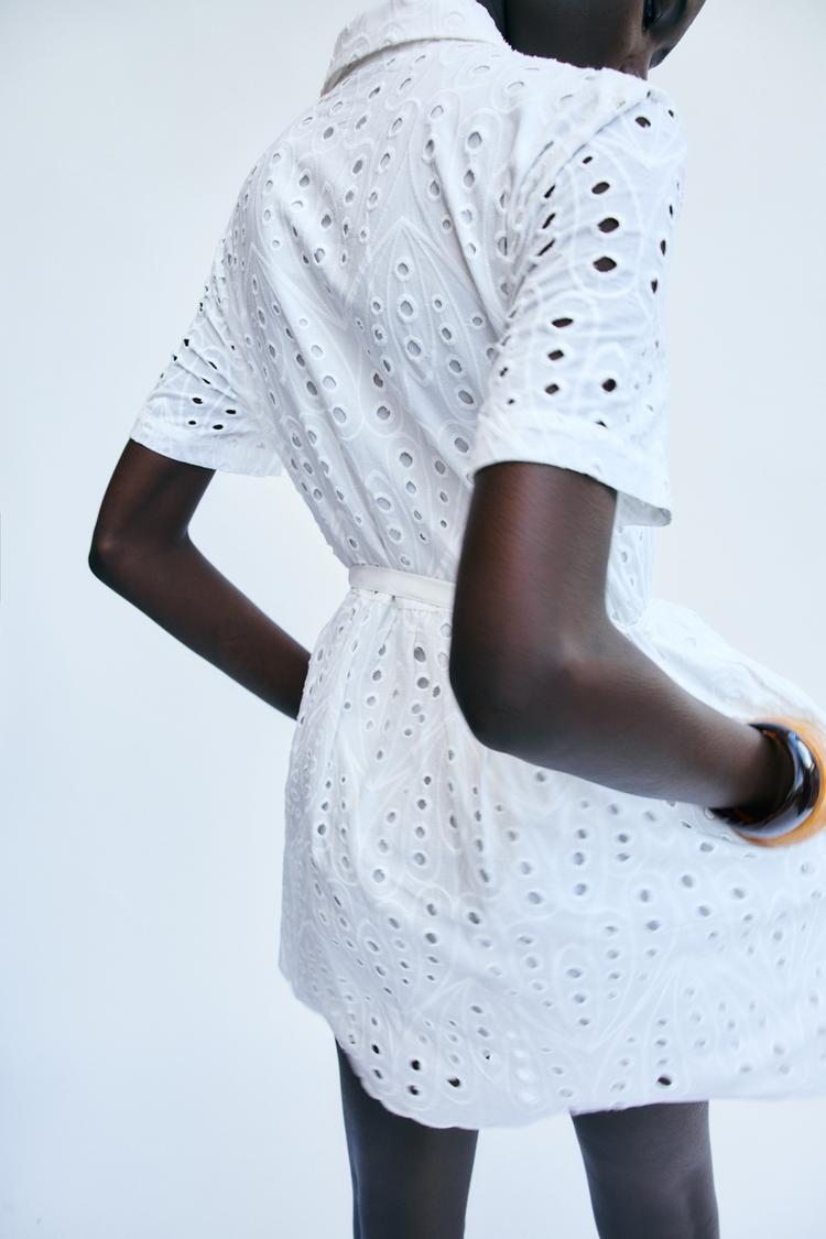 ZW Collection Short Dress With Cutwork Embroidery