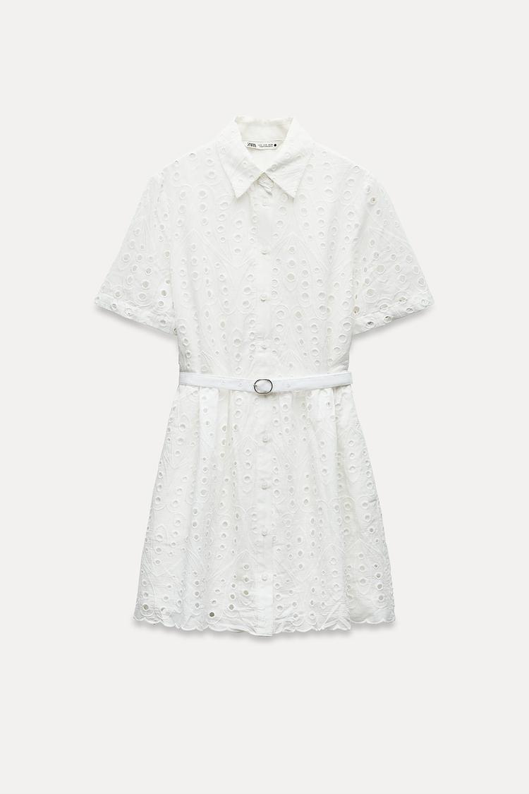 ZW Collection Short Dress With Cutwork Embroidery