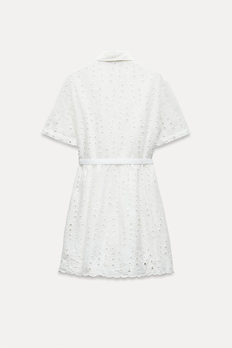 ZW Collection Short Dress With Cutwork Embroidery
