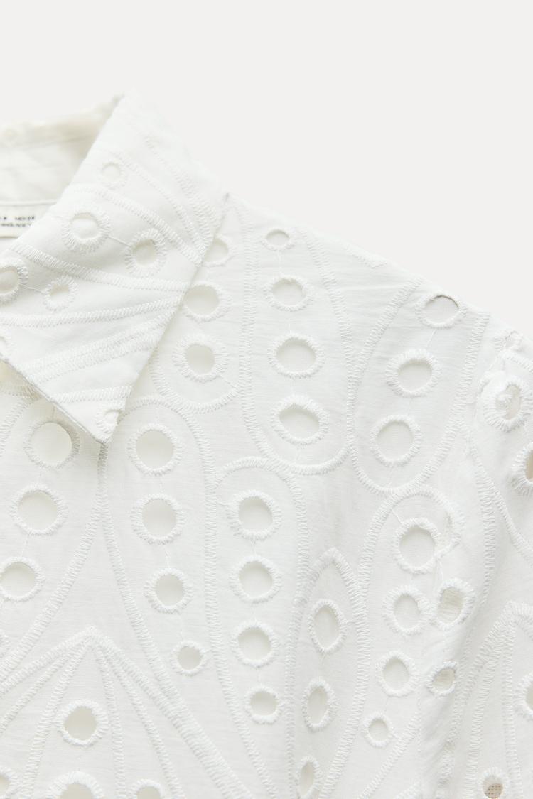 ZW Collection Short Dress With Cutwork Embroidery