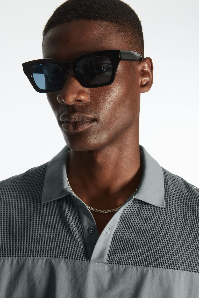 Mesh-Panel Polo Shirt