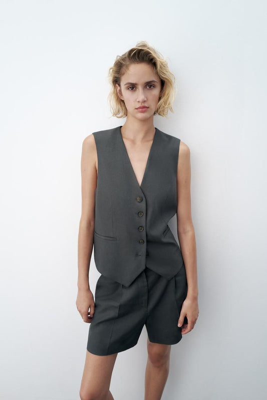 High Rise Linen Blend Shorts