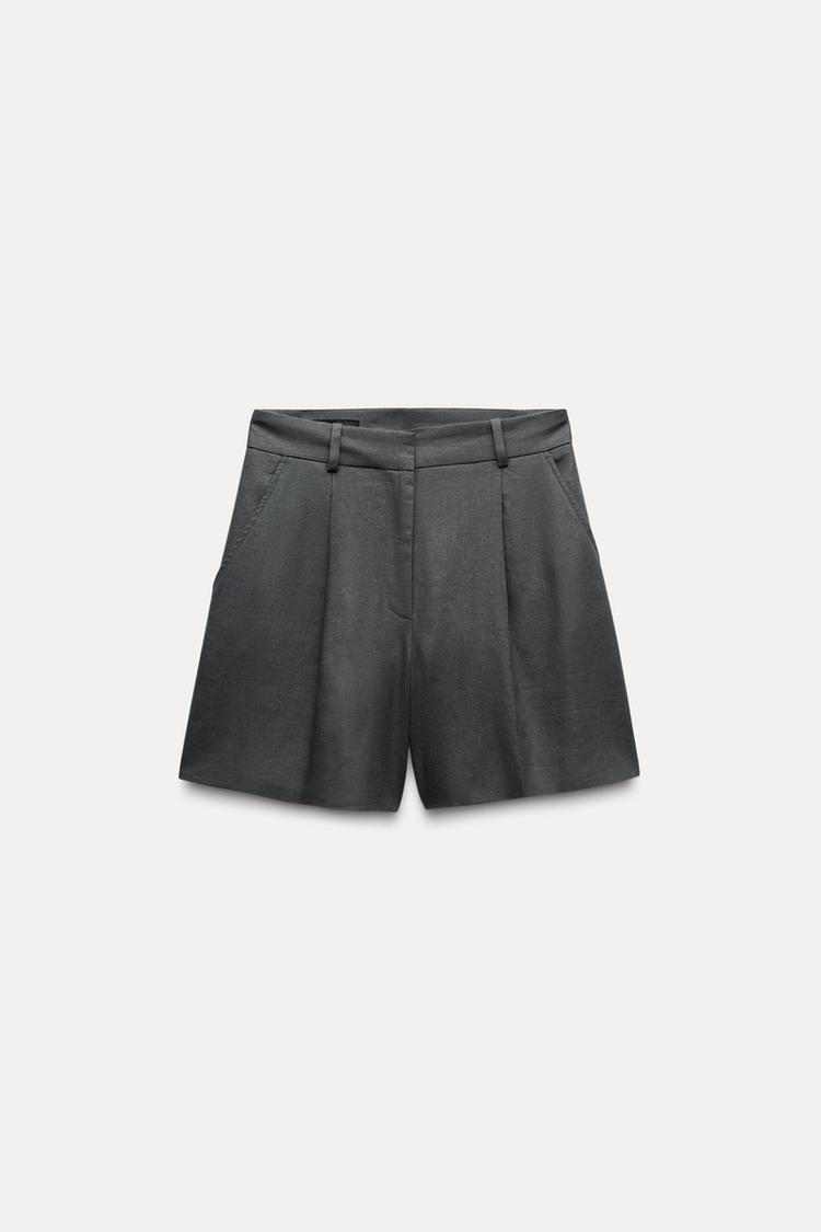 High Rise Linen Blend Shorts