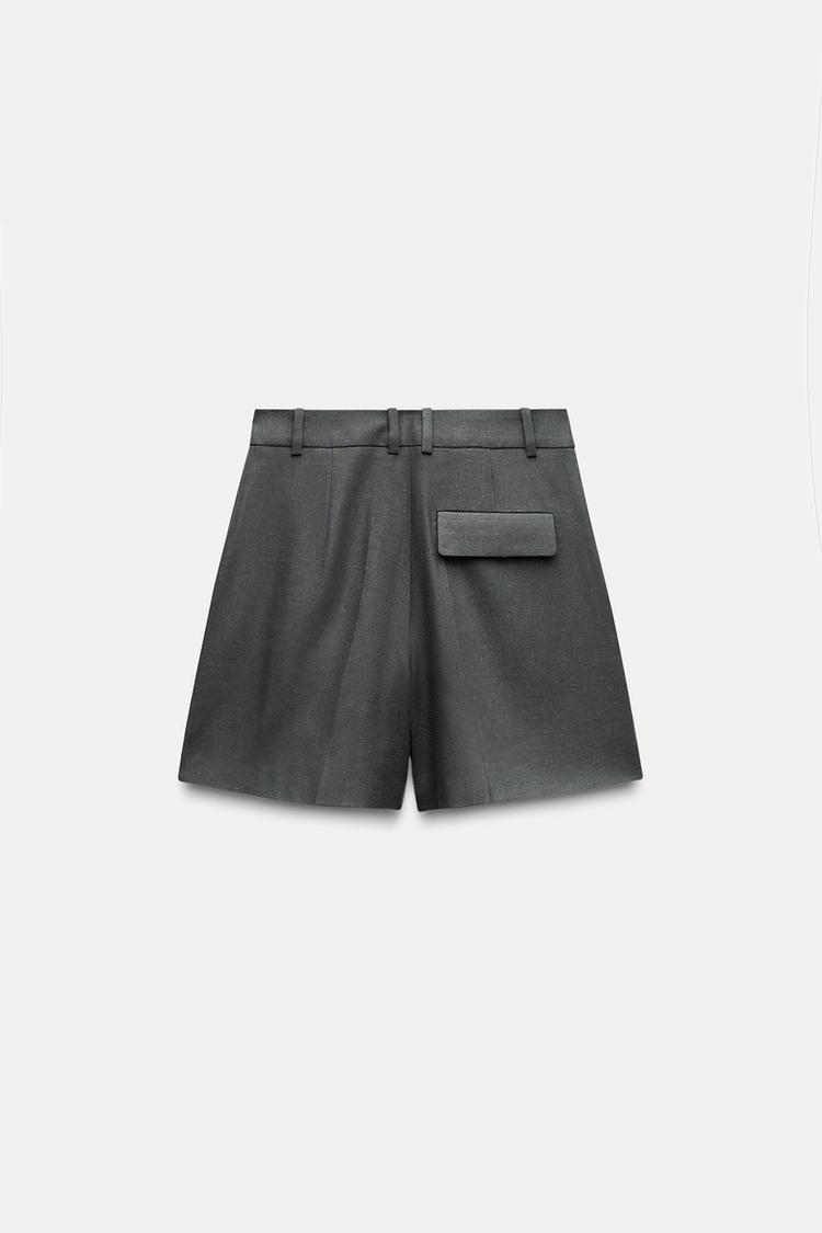 High Rise Linen Blend Shorts