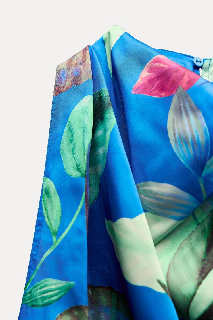 Satin Tropical Print Top