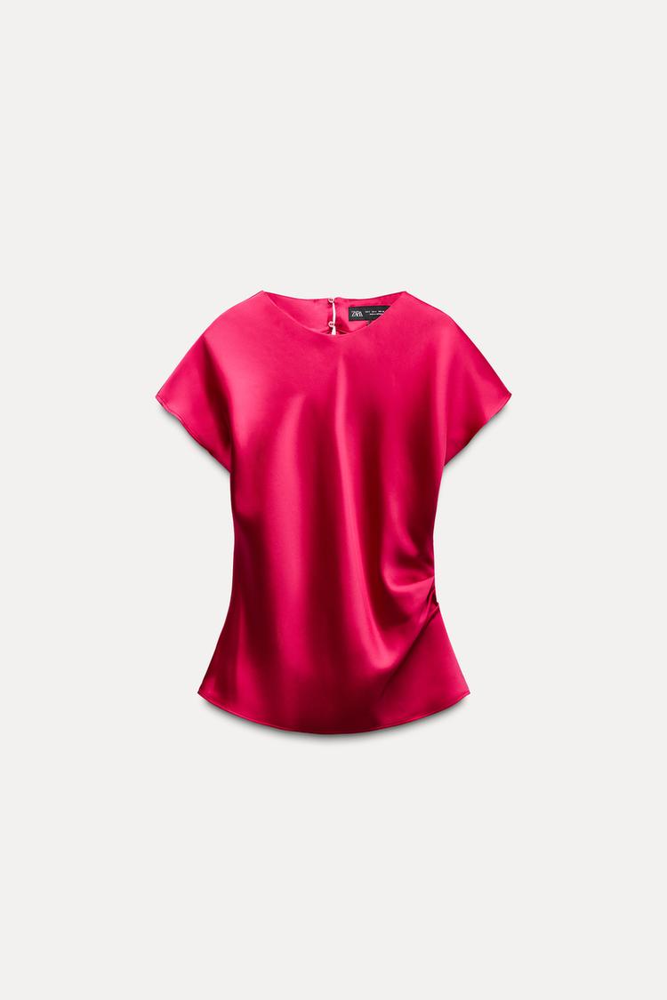 Gathered Satin Top