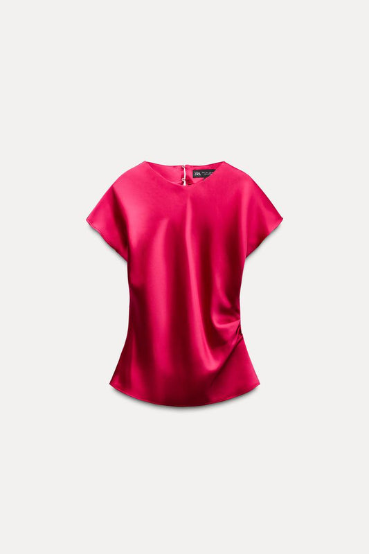 Gathered Satin Top