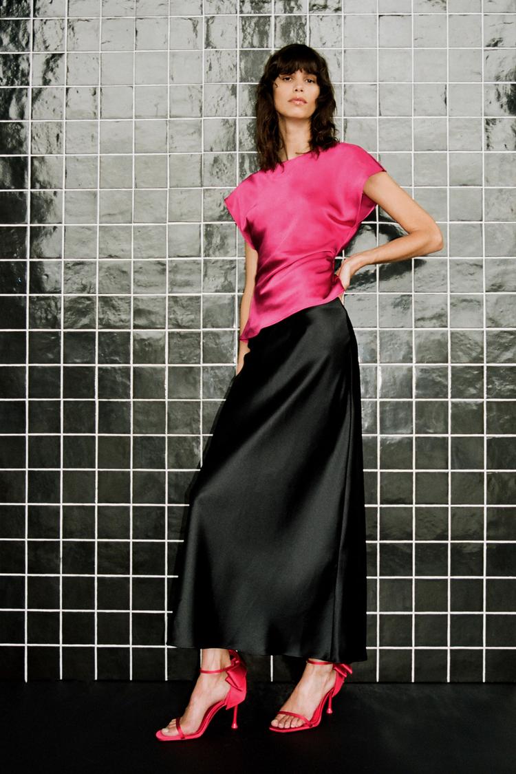 Gathered Satin Top