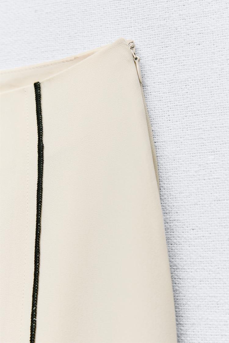 Rubbed Midi Skirt with Contrast Stitching