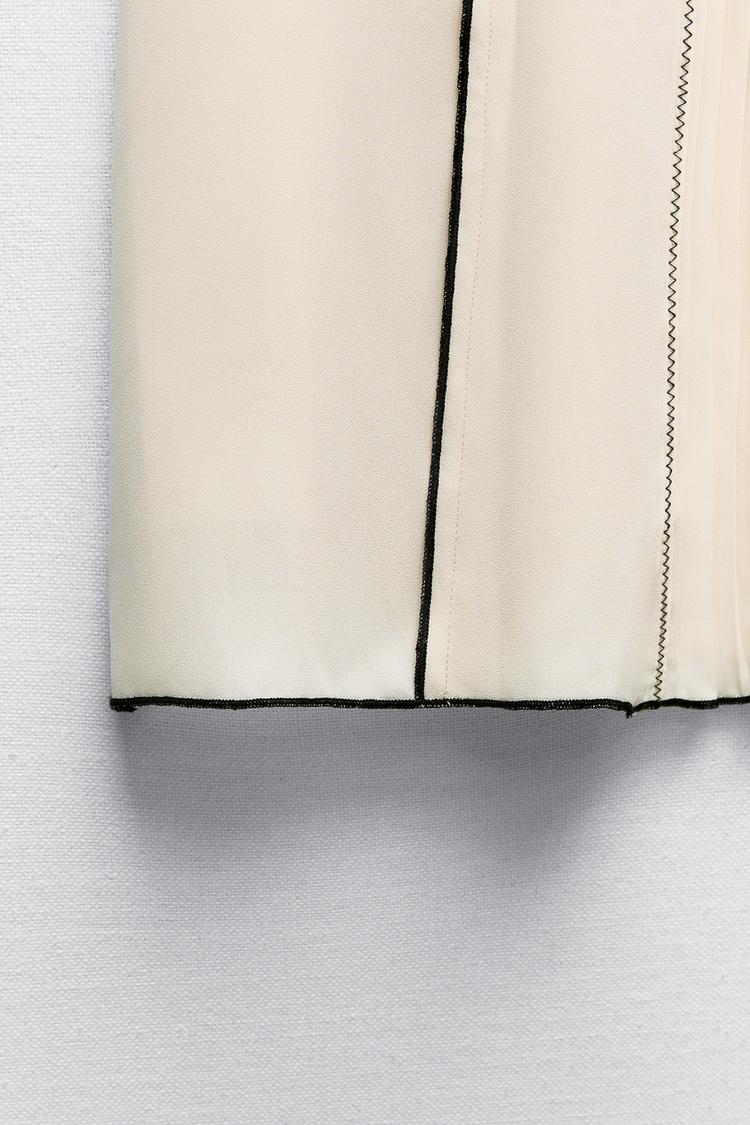 Rubbed Midi Skirt with Contrast Stitching
