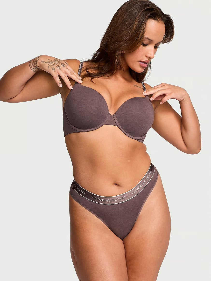 Logo Cotton Thong Panty