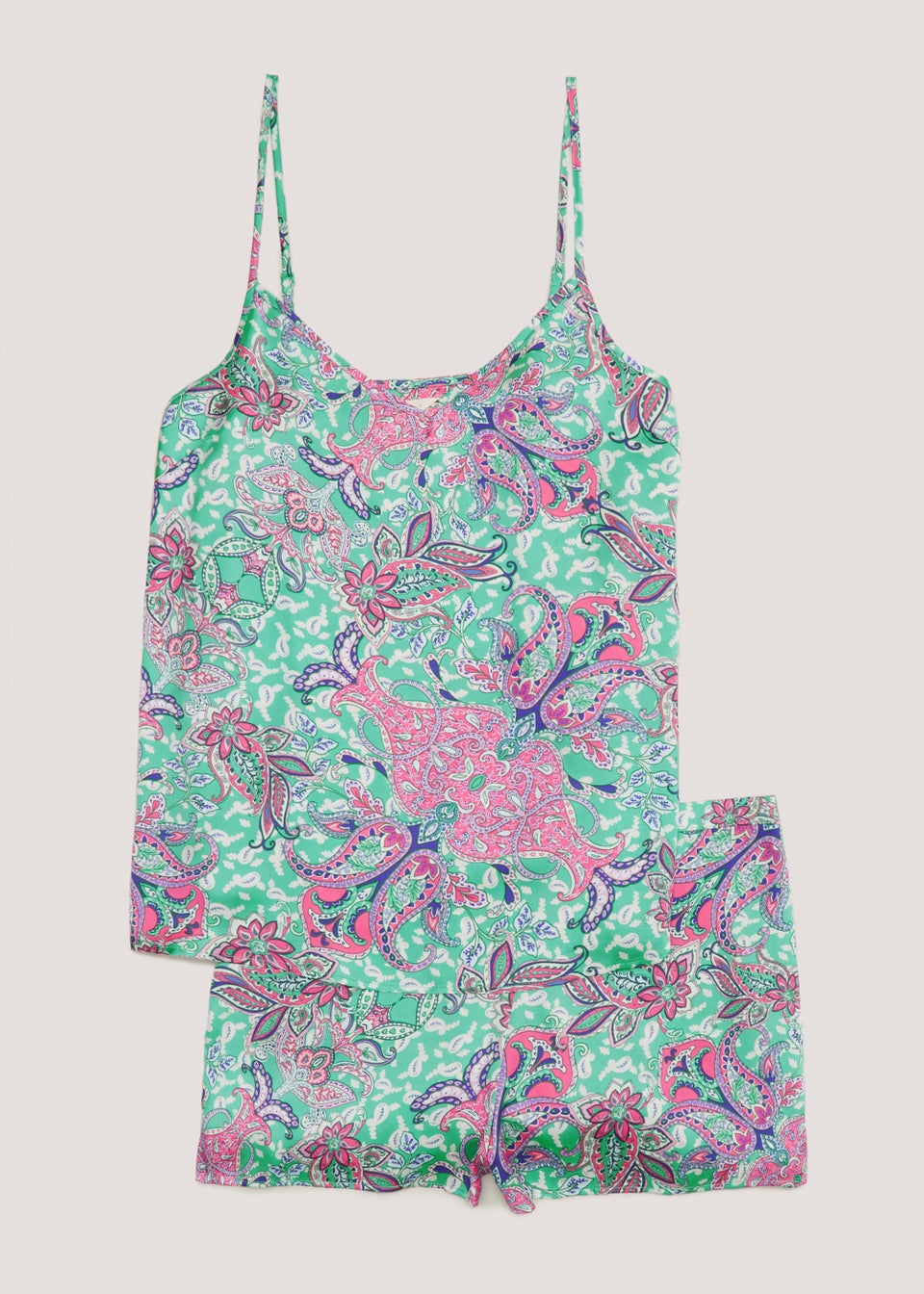 Paisley Satin Pajama Vest Top & Short Set