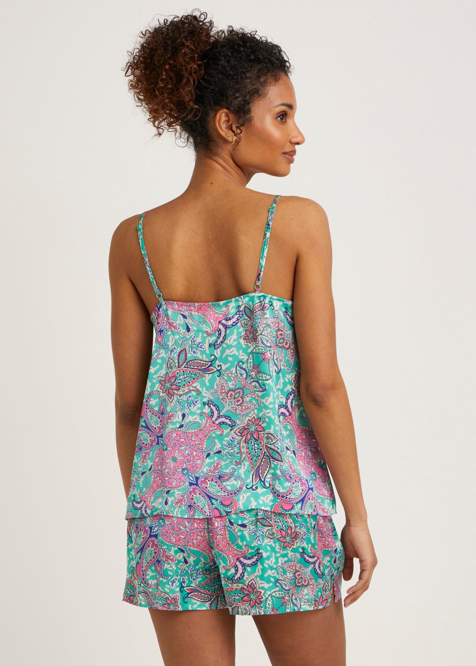 Paisley Satin Pajama Vest Top & Short Set