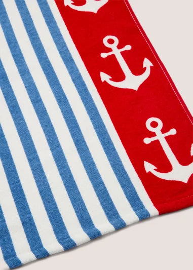 Blue Nautical Stripe Beach Towel