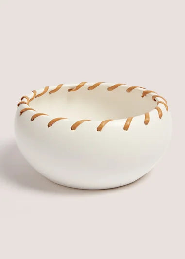 Cream Woven Ceramic Bowl