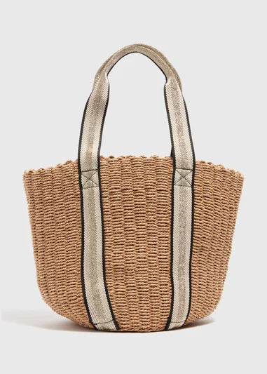 Natural Gold Trim Webbing Basket