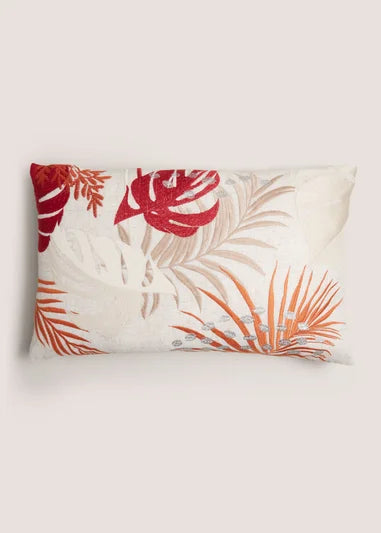Cream Tropical Leaf Cushion