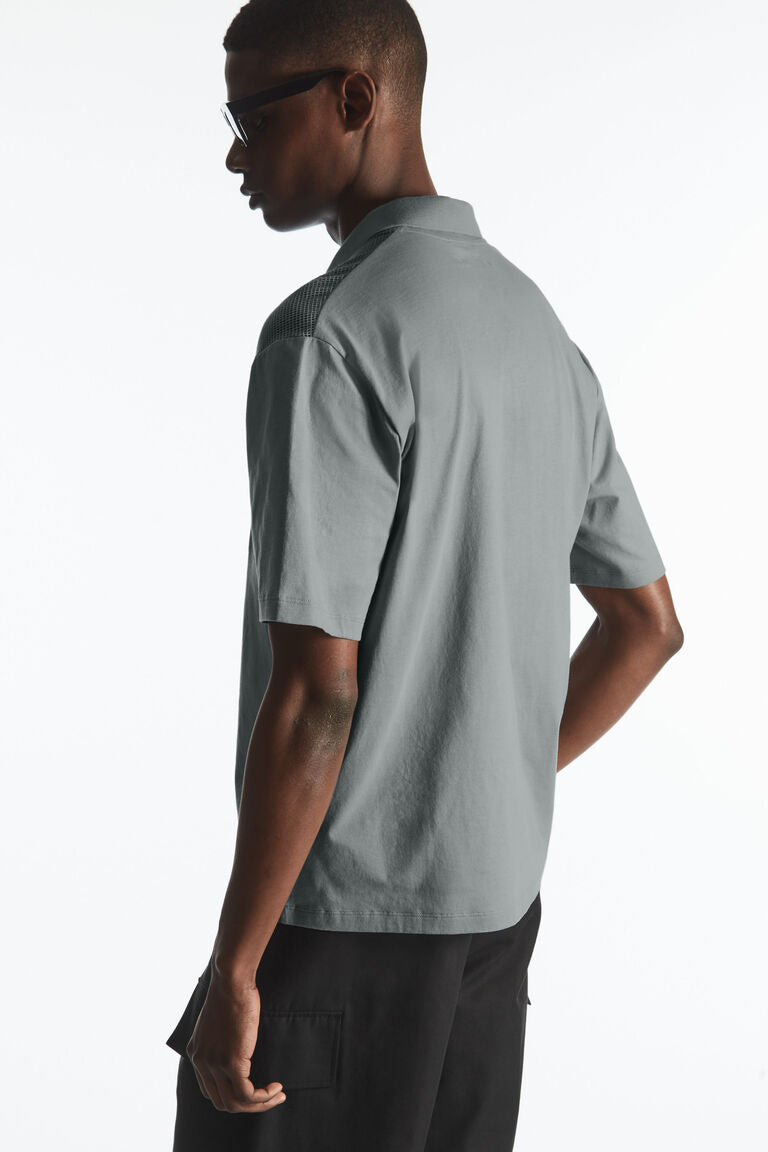 Mesh-Panel Polo Shirt