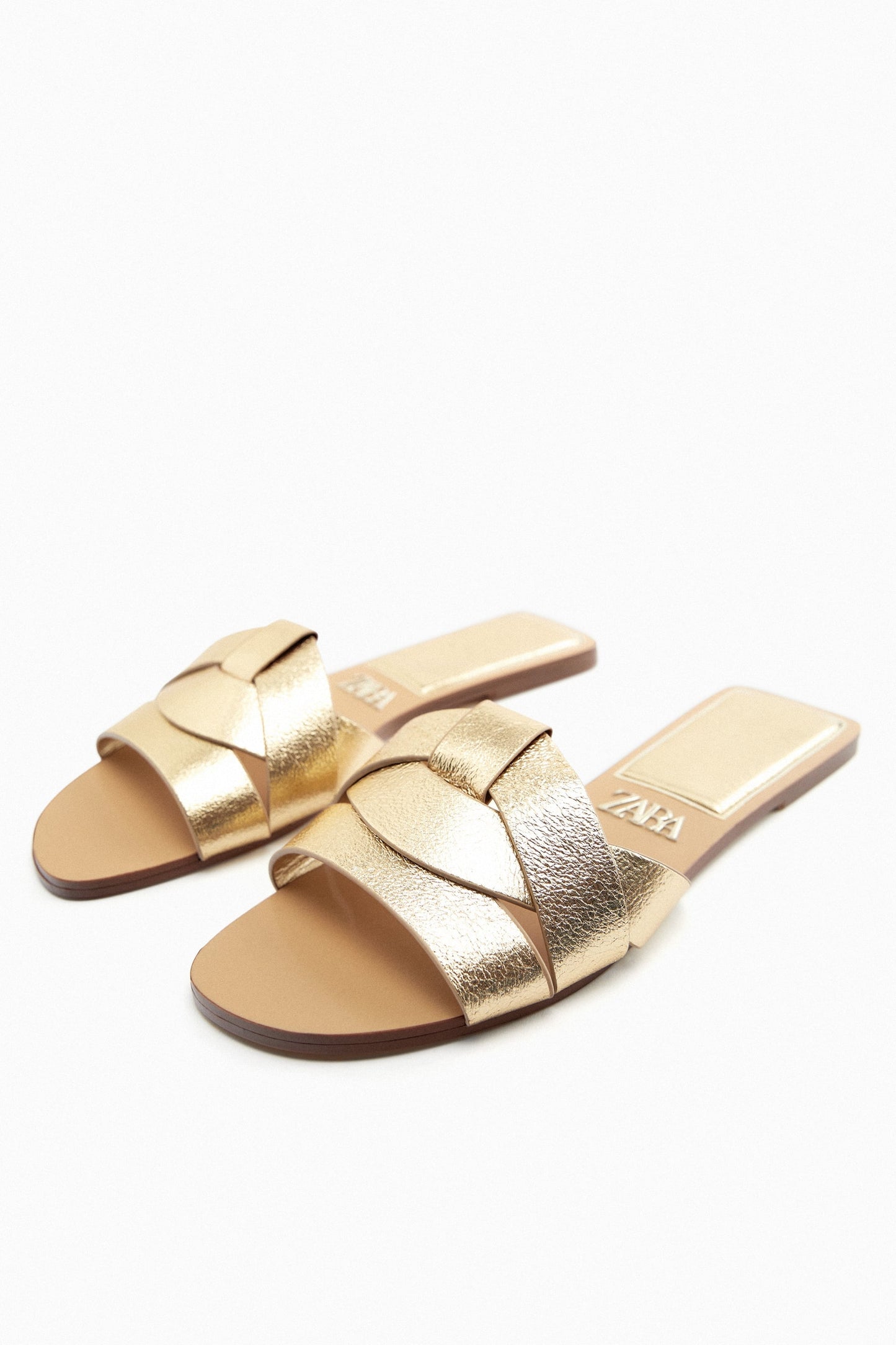 Flat Criss-Cross Leather Slider Sandals