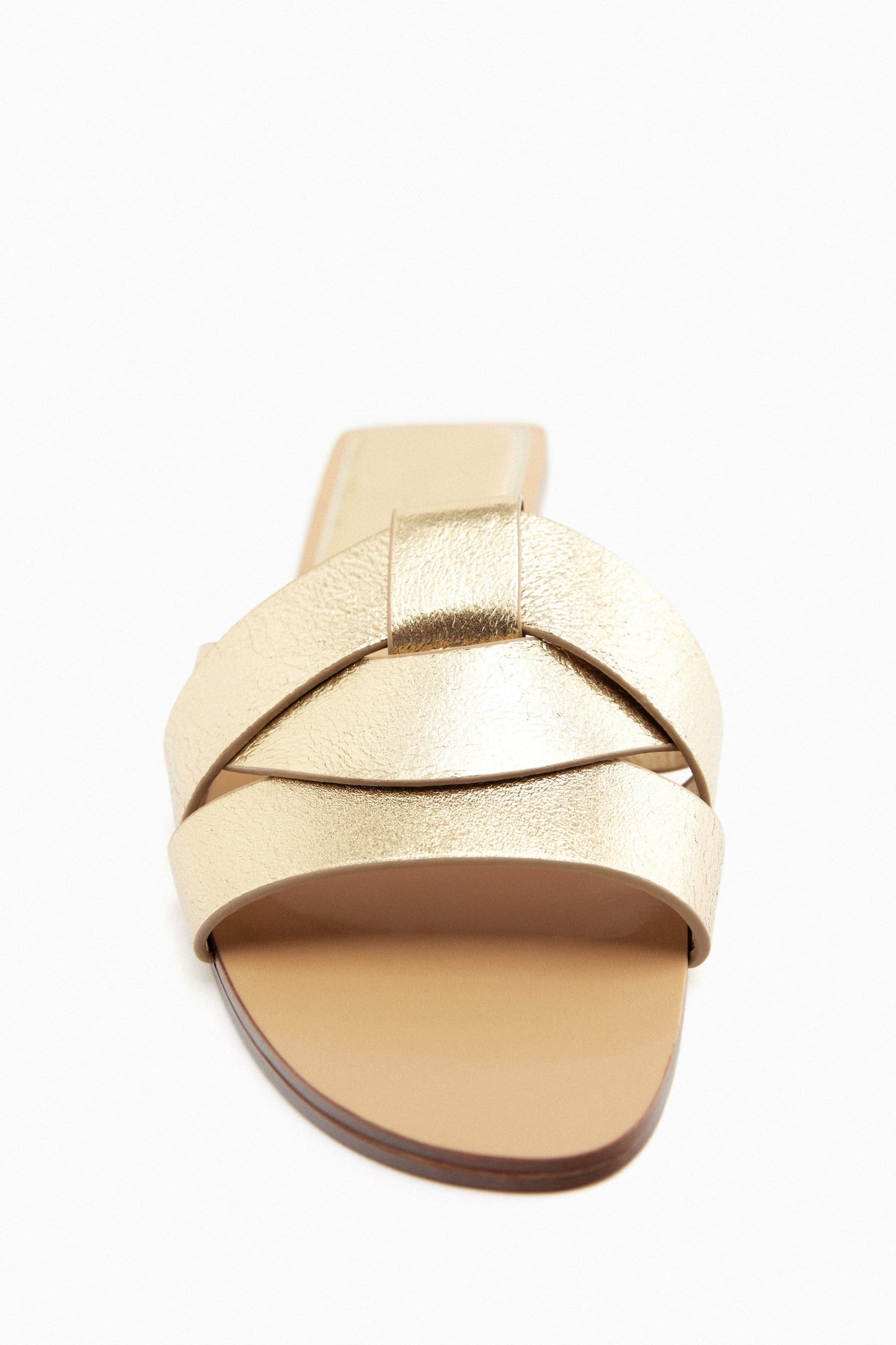 Flat Criss-Cross Leather Slider Sandals