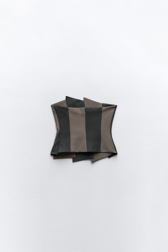 Check Strapless Top