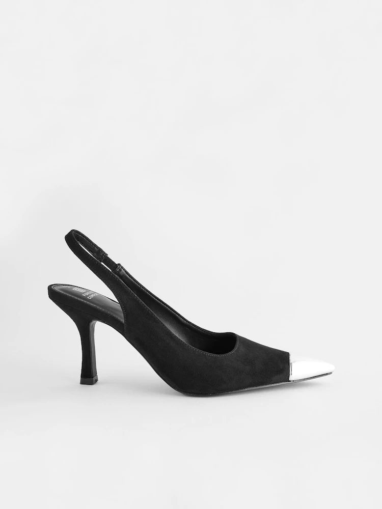Forever Comfort® Metallic Toe Slingback Heels