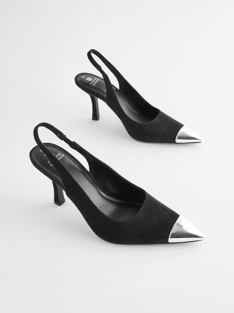 Forever Comfort® Metallic Toe Slingback Heels