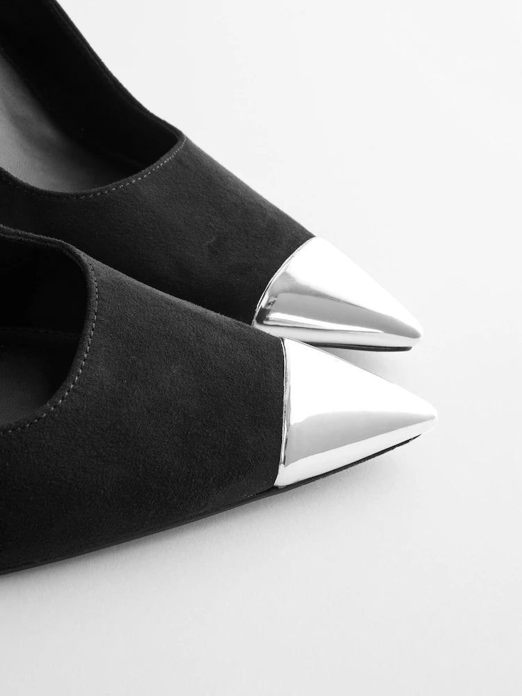 Forever Comfort® Metallic Toe Slingback Heels