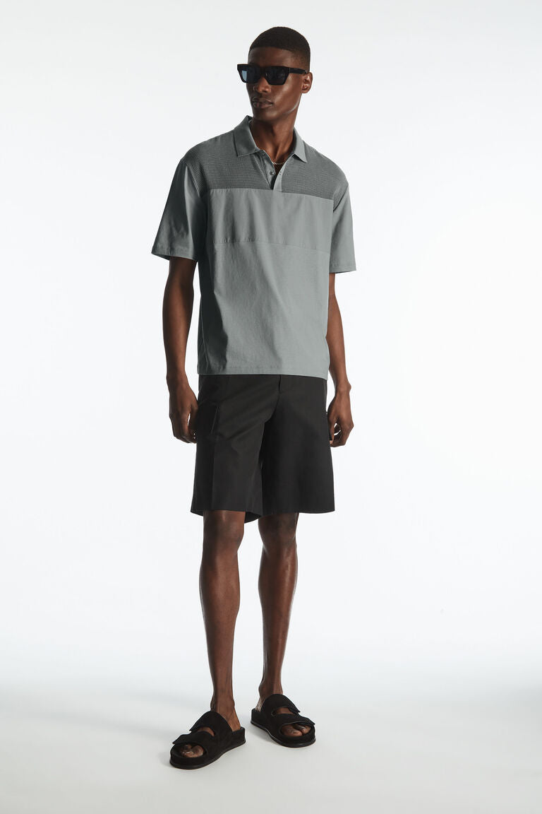 Mesh-Panel Polo Shirt