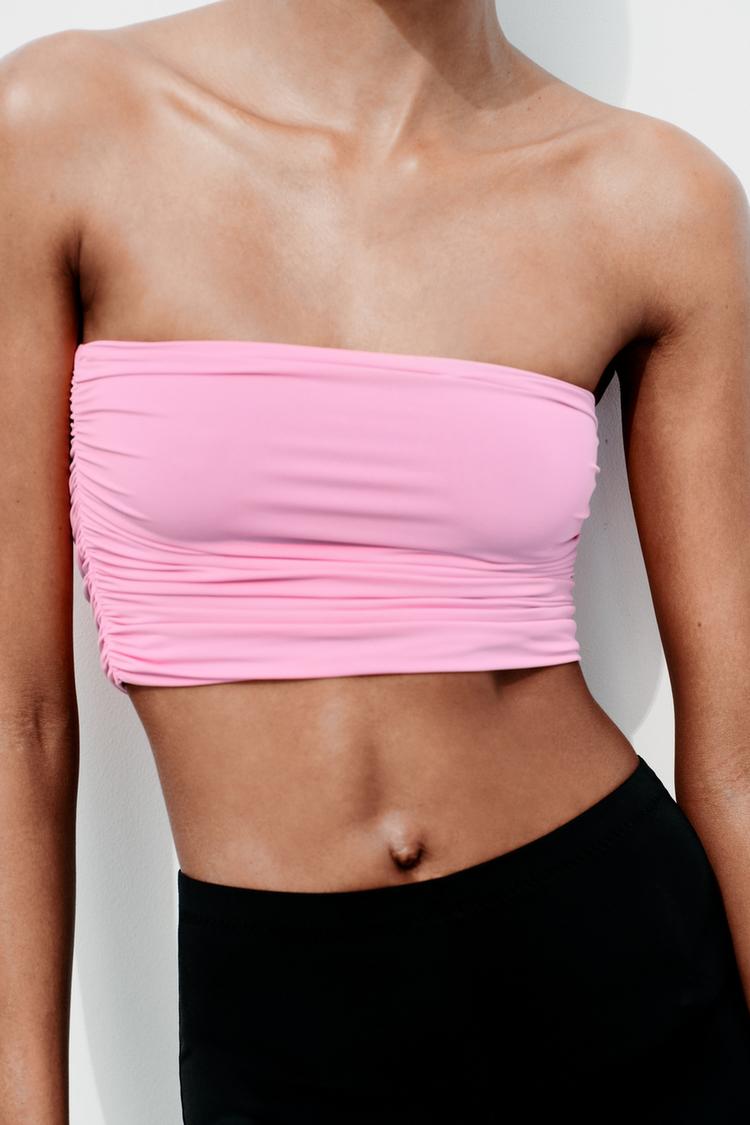 Gathered Polyamide Crop Top