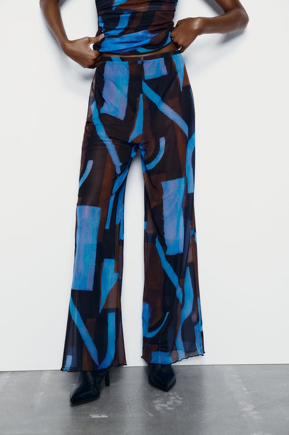 Printed Tulle Trousers