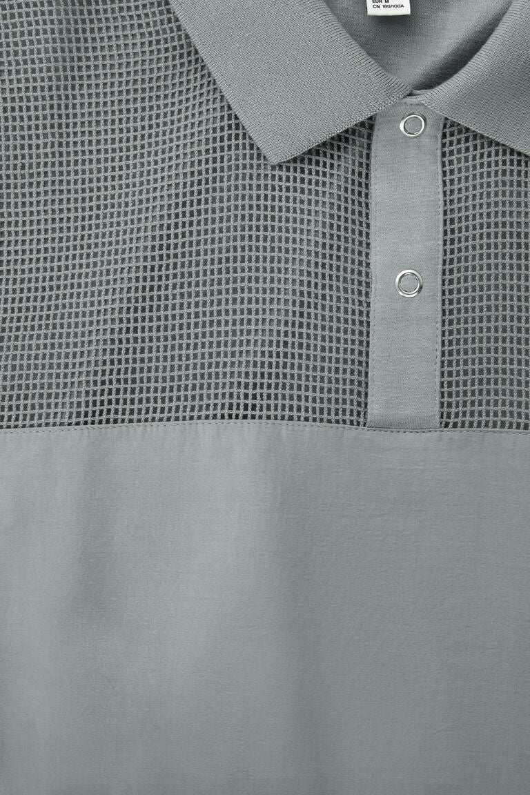 Mesh-Panel Polo Shirt