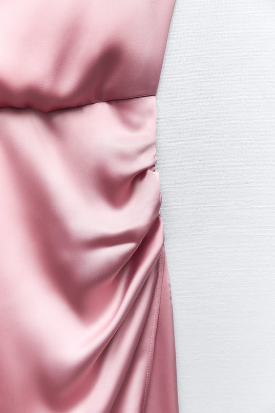 Satin Midi Dress With Rhinestone Straps