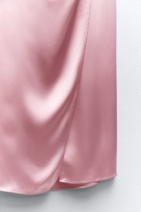 Satin Midi Dress With Rhinestone Straps