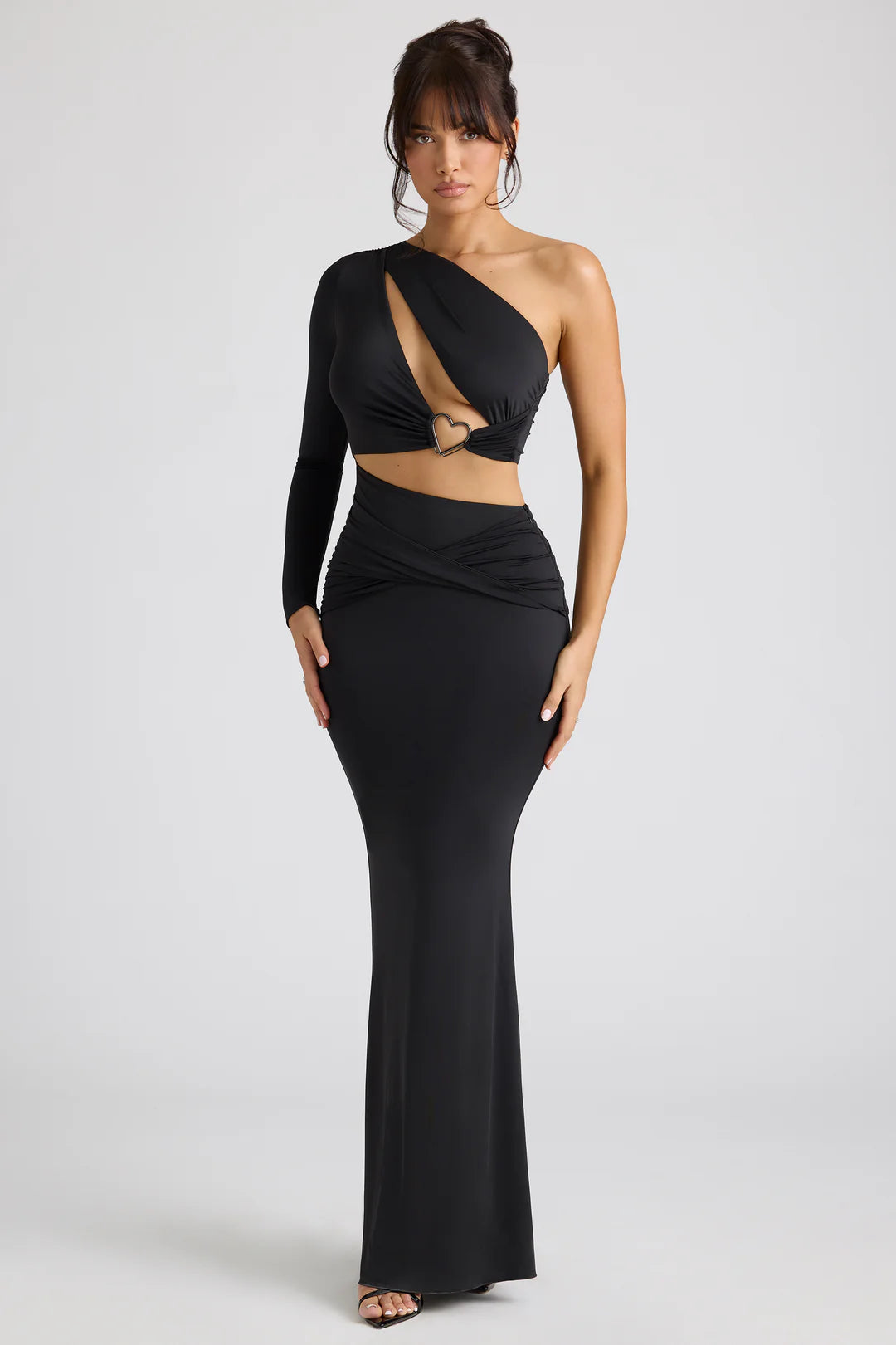 Single Sleeve Cut Out Evening Gown