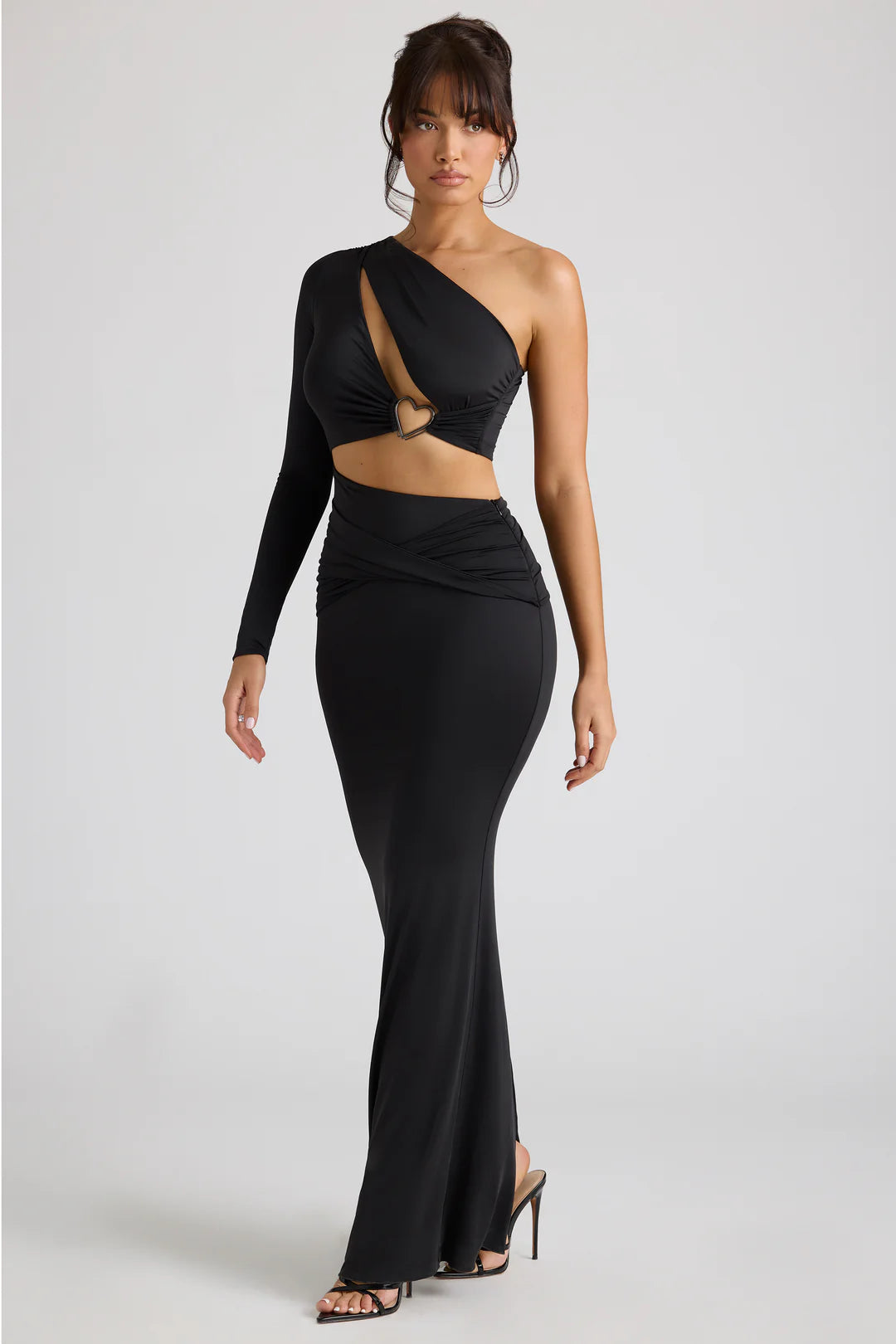 Single Sleeve Cut Out Evening Gown