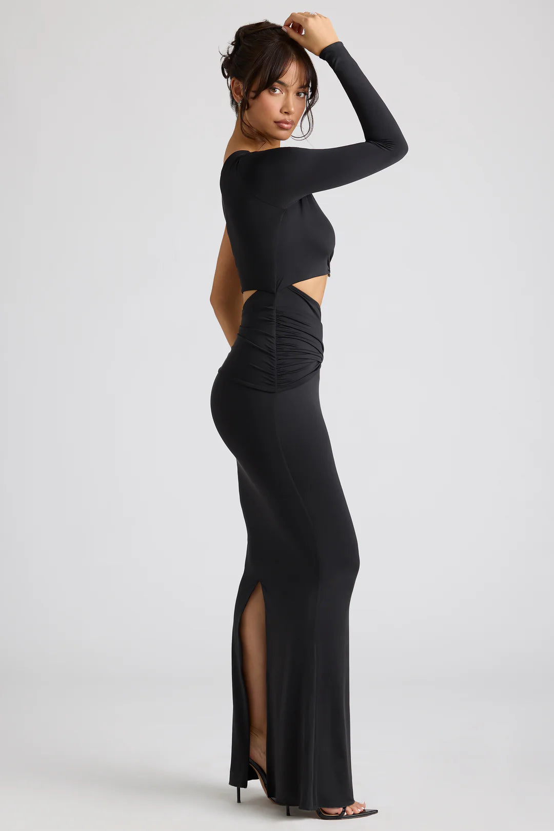 Single Sleeve Cut Out Evening Gown