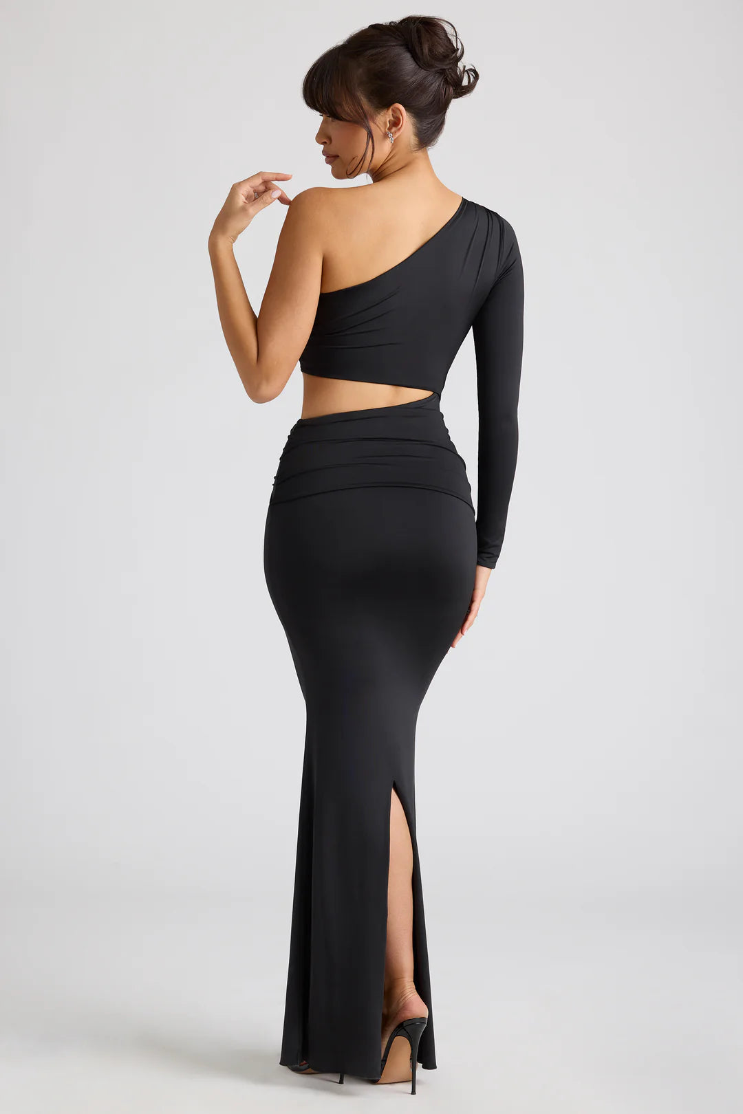 Single Sleeve Cut Out Evening Gown