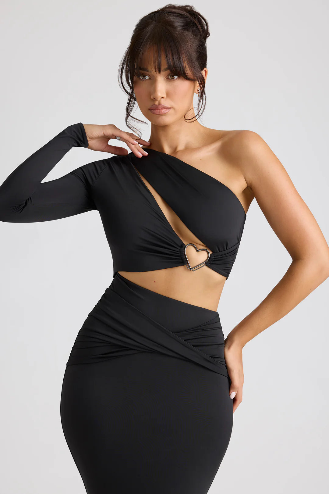Single Sleeve Cut Out Evening Gown