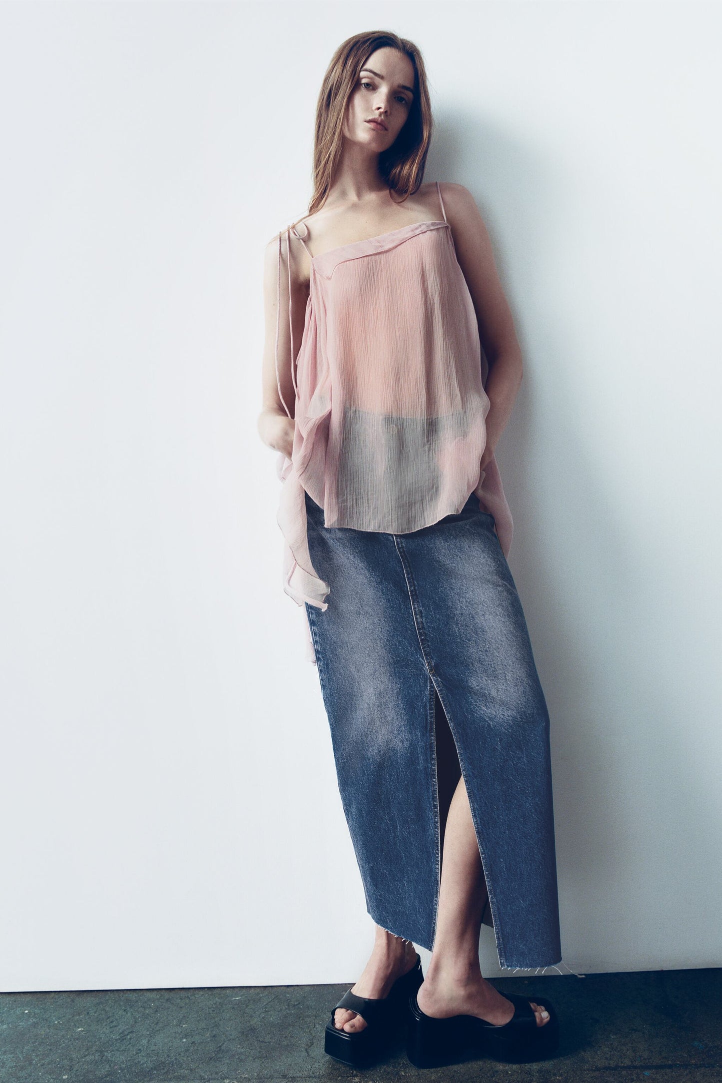 Semi-Sheer Voluminous Blouse