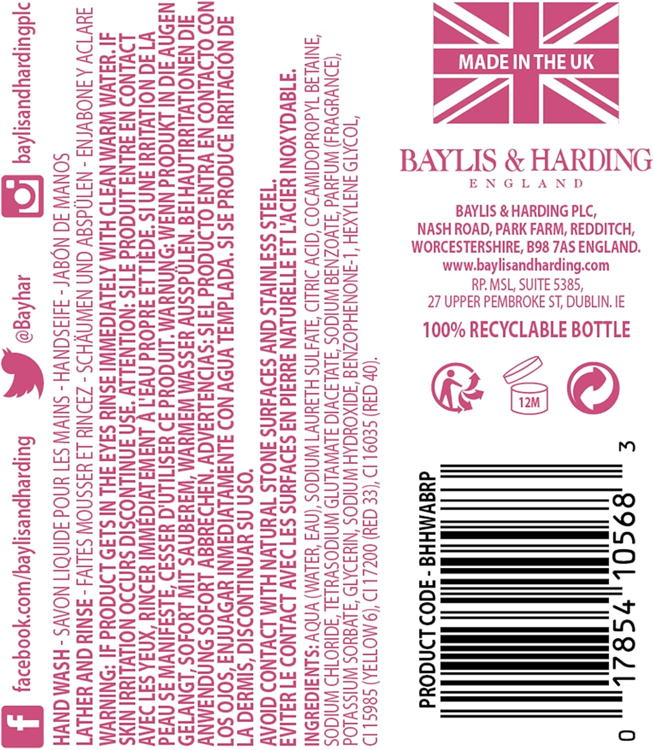 Antibacterial Hand Wash - Wild Rhubarb & Pink Pepper
