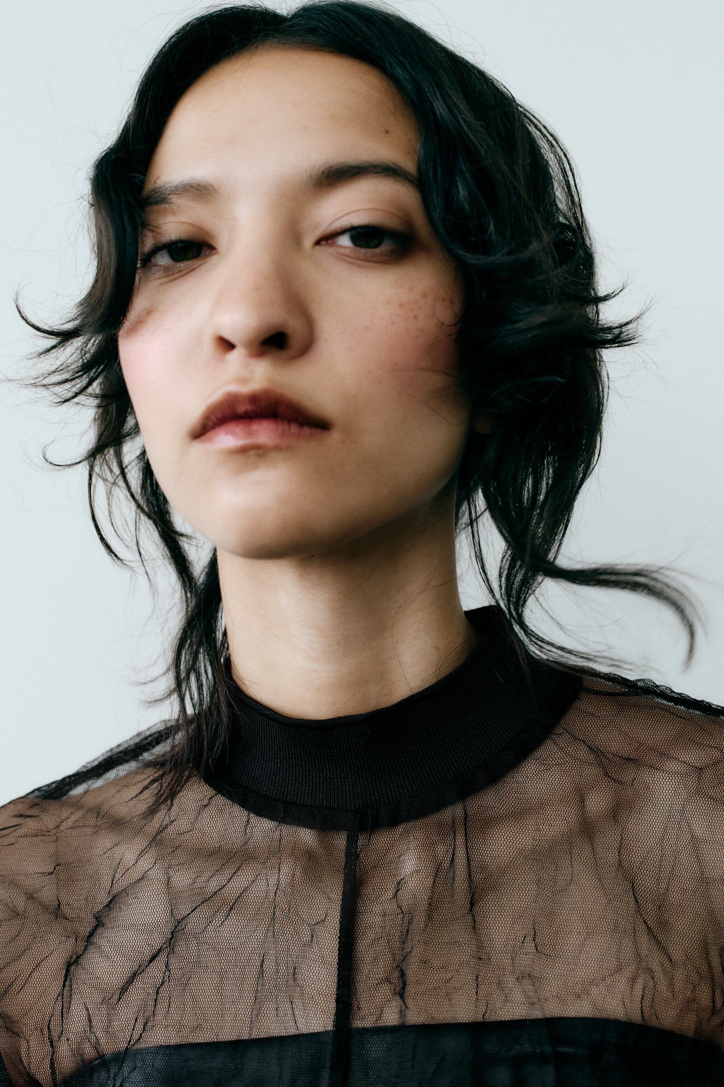 Creased Tulle Midi Dress