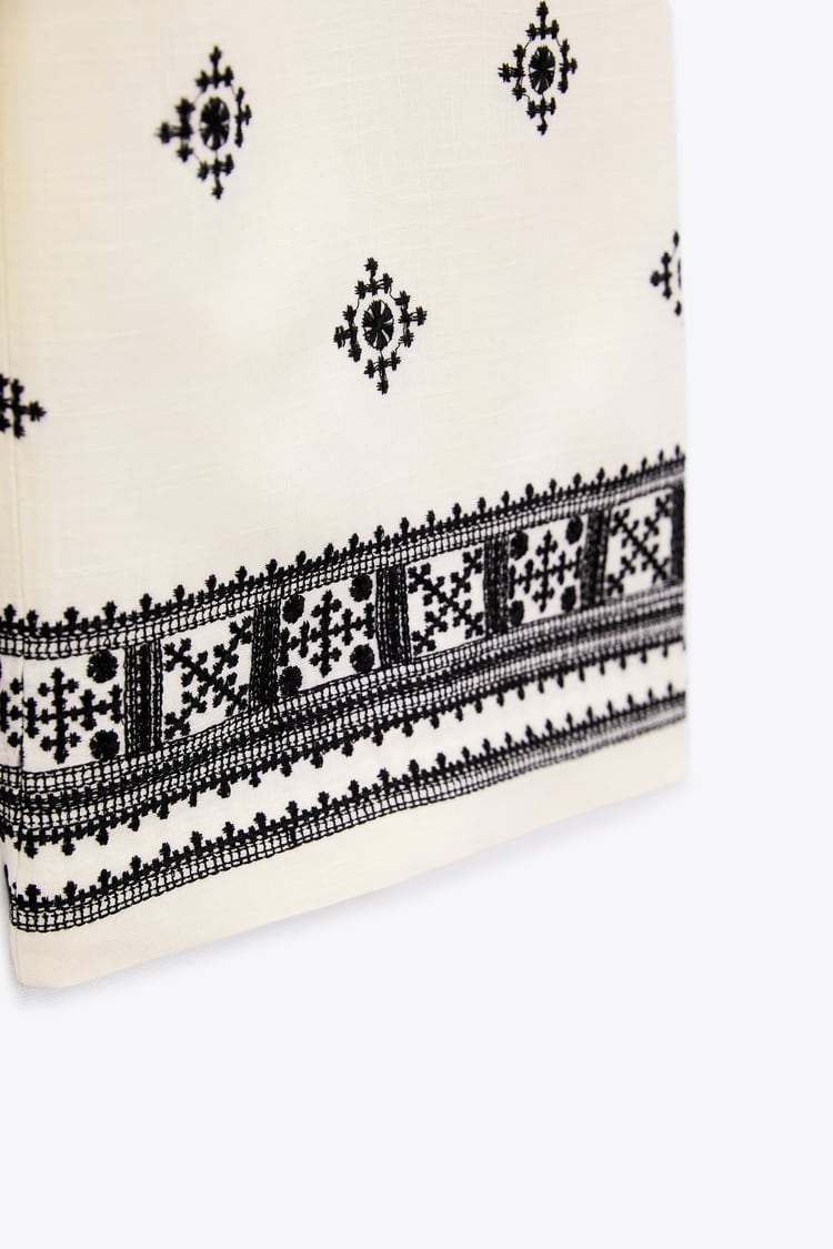Printed Linen Blend Trousers